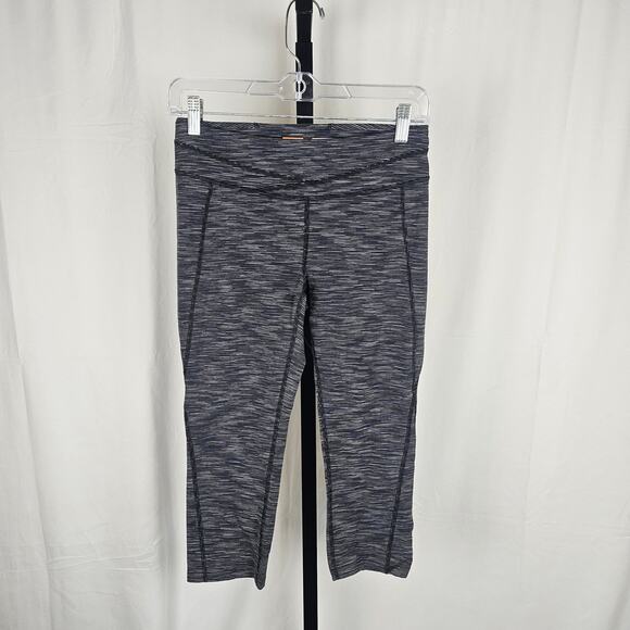 Lucy Powermax Hatha Collection Cropped Leggings Women’s M Gray Striped Yoga Gym - Picture 1 of 4